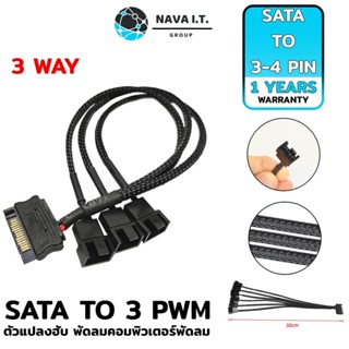 COINSคืน15%⚡FB9JMZV6⚡ (873) NAVA IT สาย SATA1 ออก PWM3 (3 ต่อ) พัดลมคอมพิวเตอร์พัดลม SPLITTER ตัวแปลงฮับ ประกัน 1 ปี