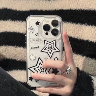 เคสป้องกันโทรศัพท์มือถือ แบบใส ลายดาว สําหรับ Apple iPhone 14pro 13promax 11 xs xr