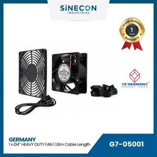 19"Germany พัดลมตู้ Rack G7-05001 x1 4” HEVAY DUTY FAN ( 2 Ball Bearing พรอ้มหน้ากาก ABS และสายไฟ 1.8 เมตร)