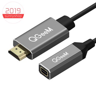 Qgeem สายเคเบิลอะแดปเตอร์แปลง HDMI ตัวเดียว เป็น Mini DP UHD 4K@30Hz Plug and Play สําหรับ PC แล็ปท็อป