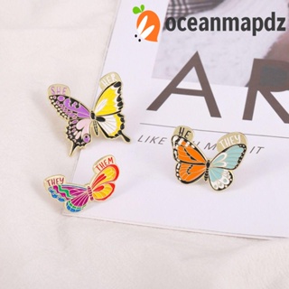 OCEANMAPDZ เข็มกลัดเคลือบ รูปปีกผีเสื้อ แมลงน่ารัก สําหรับทําเครื่องประดับ เบเกอรี่