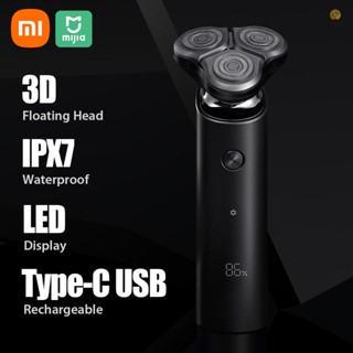 Xiaomi Mijia เครื่องโกนหนวดไฟฟ้า S500 IPX7 กันน้ํา ผู้ชาย มีดโกน พร้อมหัวใบมีดสามใบ แห้ง เปียก ใบมีดคู่ สบาย ทําความสะอาดใบหน้า เครื่องตัดหนวดเครา พร้อมจอแสดงผล LED