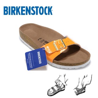 Birkenstock รองเท้าแตะ รองเท้าชายหาด หนังวัวแท้ แต่งหัวเข็มขัด แฟชั่นสําหรับผู้ชาย และผู้หญิง