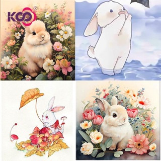 【KS】ภาพวาดปักเพชร ลายกระต่ายน่ารัก 5D ขนาด 30x30 ซม. 40x40 ซม. 50x50 ซม. สําหรับตกแต่งบ้าน DIY