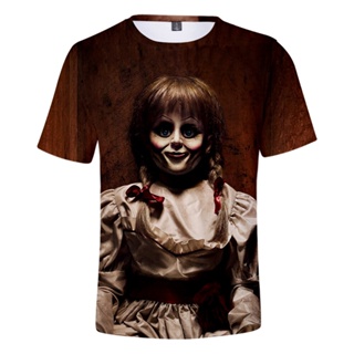 เสื้อยืด พิมพ์ลายหนังสยองขวัญ Annabelle สไตล์ฮาราจูกุ