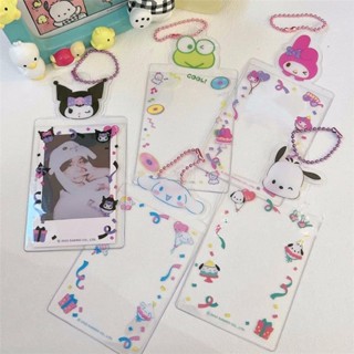 กระเป๋าใส่บัตร แบบใส ลายการ์ตูนอนิเมะ Melody Kuromi Cinnamoroll ขนาด 3 นิ้ว สําหรับบัตรรถบัส โฟโต้การ์ด