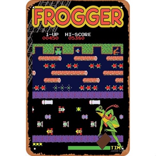 โปสเตอร์โลหะดีบุก ลาย Frogger The Classic Arcade Video Game ขนาด 8 นิ้ว x 12 นิ้ว สไตล์วินเทจ สําหรับตกแต่งผนังบ้าน