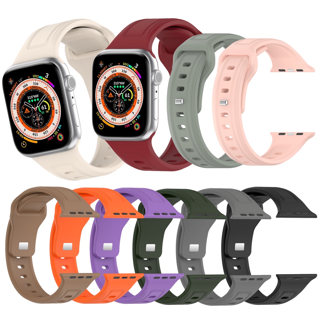 สายนาฬิกาข้อมือซิลิโคน สําหรับ Apple Watch Ultra และ iWatch Series 8/7/SE/6/5/4 ขนาด 49/44/45/40/41/42/38 มม.