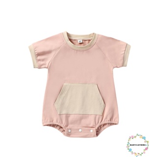 Babyclothes- ชุดบอดี้สูท รอมเปอร์ แขนสั้น คอกลม สีตัดกัน ฤดูร้อน สําหรับเด็กผู้ชาย เด็กผู้หญิง