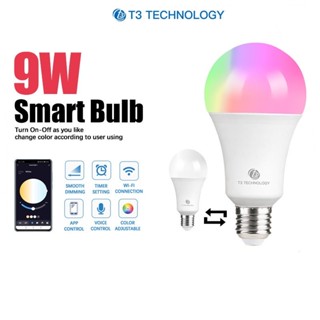 หลอดไฟ T3 Smart Bulb-Wifi รุ่น101 หลอดไฟอัจฉริยะ เกลียว E27 9W หลอดไฟLED ปรับสีมากถึง 16 ล้านสี รองรับ Google Assistant