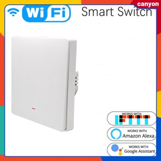 1/2/3 Gang Tuya Smart Wifi Switch 220v No Neutral Wire Needed Wall Light Button Switch Smart App Remote Control Hands-free Voice Control canyon