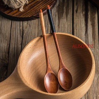 ALISONDZ ส้อมไม้ ช้อนน้ําผึ้ง สไตล์ญี่ปุ่น สําหรับผสมซุป