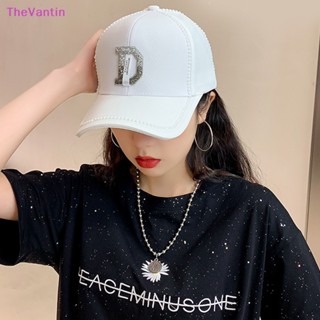 Thevantin หมวกเบสบอล ประดับพลอยเทียม รูปตัวอักษร D สไตล์ฮิปฮอป สําหรับผู้หญิง