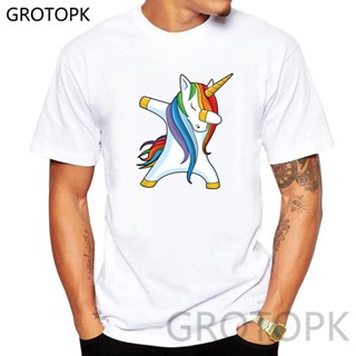 แฟชั่นคลาสสิกFunny Pride Lgbt Gay Rainbow Mens T-Shirts  Unicorn Short Sleeve Tshirts Summer Hip Hop Casual Cotton Tops