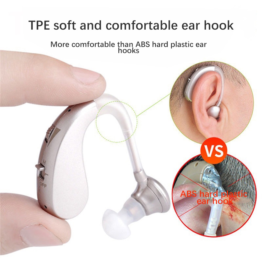 เครื่องช่วยฟังผู้สูงอายุแบบชาร์จไฟได้หลังหูหูฟังขยายเสียงดอกไม้