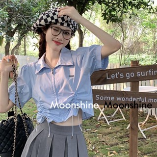 Moon  เสื้อครอป เสื้อแฟชั่นผู้หญิง y2k สีพื้น สําหรับผู้หญิง ใส่ไปคลับ ปาร์ตี้ 2023 NEW 23071115 Chic High quality Comfortable Beautiful A29J1IF 36Z230909