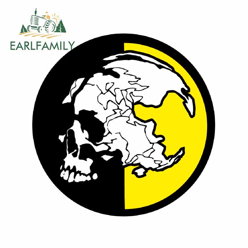 Earlfamily สติกเกอร์ ลายกราฟฟิตี้หัวกะโหลก สีดํา สีเหลือง 13 ซม. x 13 ซม. DIY สําหรับติดตกแต่งรถยนต์