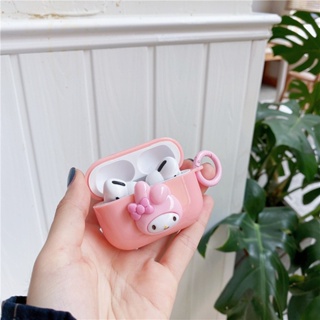 เคสหูฟังบลูทูธ TPU นิ่ม ป้องกัน ลายการ์ตูนกระต่ายน่ารัก 3D สีชมพู แวววาว สําหรับ Airpods Air Pods 1 2 3 PRO PRO2