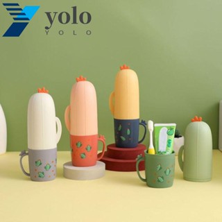 YOLO กล่องใส่แปรงสีฟันพลาสติก 2 In 1 น้ําหนักเบา กันความชื้น อุปกรณ์ห้องน้ํา ตลก กันน้ํา ที่ใส่ยาสีฟัน