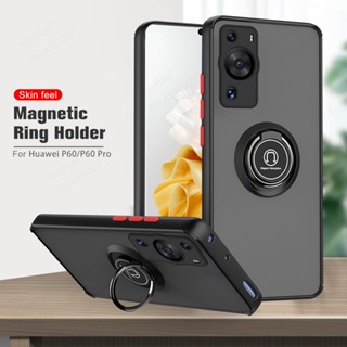 Armor Stand Protection Phone Case Shockproof Ring Holder Bracket Back Cover For Huawei P60 Pro 6.67" MNA-AL00 MNA LNA-AL00 LX9