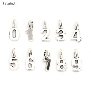 Tatain จี้ตัวเลขอาหรับ โลหะผสม สําหรับทําเครื่องประดับ DIY 10 ชิ้น ต่อชุด TH