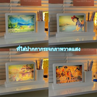 อะนิเมะซีรีส์กระจก LED ภาพวาดแสง USB โคมไฟข้างเตียงแบบชาร์จไฟบรรยากาศแสงกรอบรูปไฟตกแต่งเครื่องประดับไฟกลางคืนขนาดเล็ก