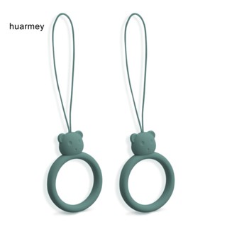 Huarmey 2 ชิ้น สากล การ์ตูนหมี รูปร่าง ซิลิโคน โทรศัพท์ ดิสก์ U แหวนนิ้ว สายคล้อง