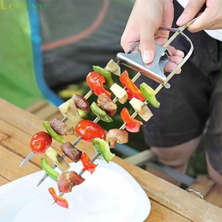 ใหม่ ไม้เสียบ สเตนเลส คุณภาพสูง สําหรับ kabobs 14 นิ้ว 3 ง่าม Kabob 2 ชิ้น