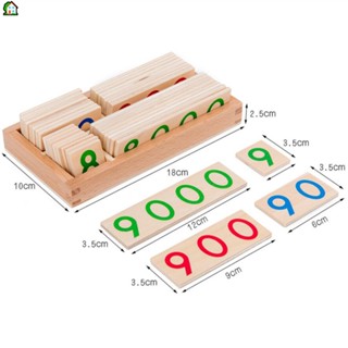 การ์ดไม้ Montessori ตัวเลข 1-9000 ของเล่นเสริมการเรียนรู้คณิตศาสตร์ สําหรับเด็ก (e1w)