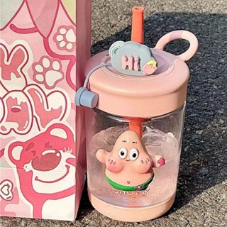 ขวดน้ํา พร้อมหลอดดูด ลายการ์ตูน Patrick Star น่ารัก ความจุเยอะ 500 มล. พกพาง่าย ไร้ BPA เหมาะกับฤดูร้อน สําหรับเด็ก