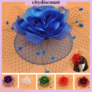 &lt;citydiscount&gt;  หมวกผ้าสักหลาด กลวง ลายดอกไม้ จุด เครื่องประดับผมเจ้าสาว งานแต่งงาน งานเลี้ยง ค็อกเทล หมวกเบเร่ต์ สําหรับผู้หญิง