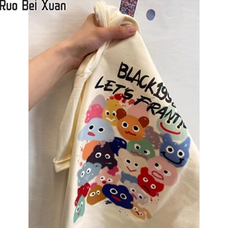 Ruo Bei Xuan เสื้อยืดแขนสั้นพิมพ์ลายแฟชั่นใหม่ของผู้หญิง