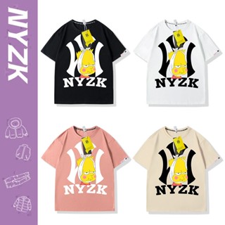 Nyzk เสื้อยืดแขนสั้น คอกลม ผ้าฝ้าย ลาย Simpsons แฟชั่นฤดูร้อน สําหรับผู้ชาย