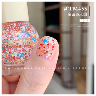 🌈ส่งจากไทย Two moons แบบมีกลิตเตอร์ สีทาเล็บกึ่งเจลสไตล์เกาหลี ทาเองได้ ไม่ต้องใช้เครื่องอบ สีสวยเหมือนไปทำที่ร้าน 💅🏻