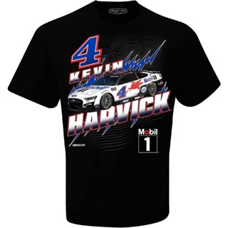 เสื้อยืด ลายตารางหมากรุก Kevin Harvick Next Gen Mobil 1 สีดํา