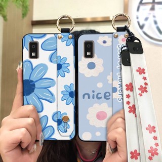 Wrist Strap Soft Phone Case For Sharp Aquos wish3/737 protective cartoon armor case Shockproof Silicone ring Anti-knock