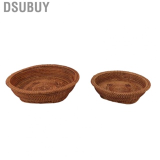 Dsubuy 2 PCS Round Rattan  Unique Texture Hand Woven Process Natural Fruit Bowls for Snack