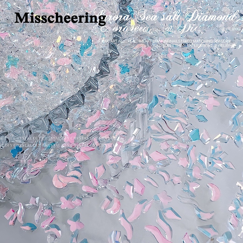 Misscheering อุปกรณ์ตกแต่งเล็บ ไข่มุกออโรร่า พลอยเทียมใส 50 ชิ้น ต่อชุด