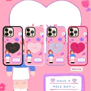 Casetify X Have a nice day เคสโทรศัพท์มือถือแบบนิ่ม ใส กันกระแทก ลายดอกกุหลาบสีชมพู สําหรับ iPhone 14 13 12 11 Pro MAX IX XS MAX XR 6 6s 7 8 Plus