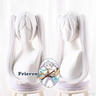 Yelan Frieren at the Funeral Frieren วิกผมหางม้ายาว สีเงิน สีขาว สําหรับแต่งคอสเพลย์ ปาร์ตี้ฮาโลวีน