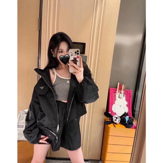 4vrj PRAD @ 23 Spring/Summer New Fashion classic nylon triangle small ornament bag decorative hooded long sleeve jacket jacket