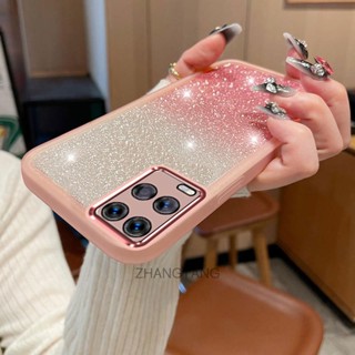 เคสโทรศัพท์มือถือ TPU แบบนิ่ม ไล่โทนสี พร้อมฟิล์มเลนส์ สําหรับ oppo a54