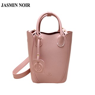 Jasmin NOIR พู่ หนัง PU กระเป๋าถือ กระเป๋าสะพายข้าง ลําลอง ถังใหญ่ สําหรับผู้หญิง