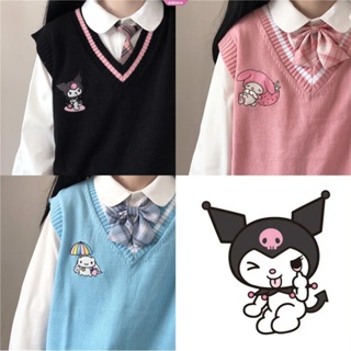 Kawaii Kuromi Cinnamoroll My Melody Sanrioes เสื้อกันหนาว คอวี ผ้าขนสัตว์น่ารัก แฟชั่นฤดูใบไม้ผลิ และฤดูใบไม้ร่วง สําหรับผู้หญิง