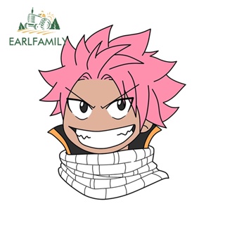 Earlfamily สติกเกอร์ไวนิล กันน้ํา กันรอยขีดข่วน ลาย Fairy Tail Natsu ขนาด 13 ซม. x 10.9 ซม. สําหรับตกแต่งกระจกหน้าต่างรถยนต์