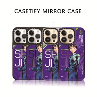 Casetify X IKARI SHINJI by EVANGELION เคสกระจก แบบแข็ง ลายโลโก้แกะสลักด้านข้าง สําหรับ Apple IPhone 12 13 14 Pro Max