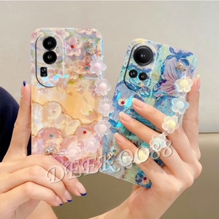 ใหม่ เคสโทรศัพท์มือถือนิ่ม ปิดด้านหลัง ลายดอกไม้ พร้อมสายคล้องมือ ประดับลูกปัด ระยิบระยับ สําหรับ OPPO Reno10 Pro+ Pro Plus 5G 4G Reno 10 10Pro Reno10Pro+ 2023