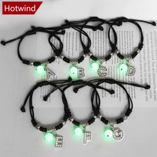 Hotwind สร้อยข้อมืออัลลอย จี้ตัวอักษร เรืองแสง ปรับได้ เรียบง่าย เครื่องประดับมือ E7V8