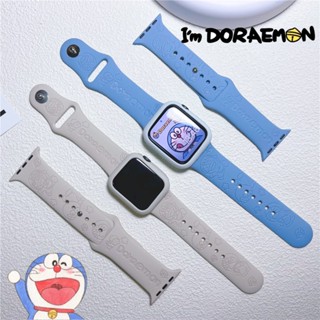 DORAEMON สายนาฬิกาข้อมือ ซิลิโคนนิ่ม ลายการ์ตูนแกะสลัก 3D สําหรับ apple Watch Ultra 49 มม.45 มม.  44 มม. 41 มม. 40 มม.