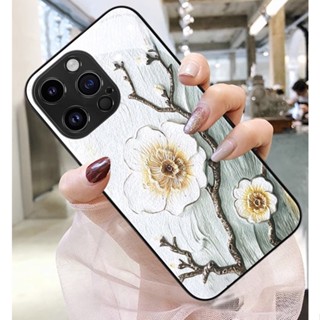 Dmy เคสกระจกนิรภัย ลายดอกไม้ สําหรับ iphone 14 pro max 11 12 mini 13 pro 7 plus 8 6 6s plus XS max XR X